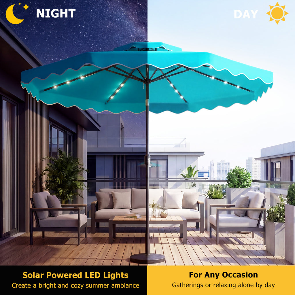 10 FT Solar LED Patio Umbrella for Deck and Pool