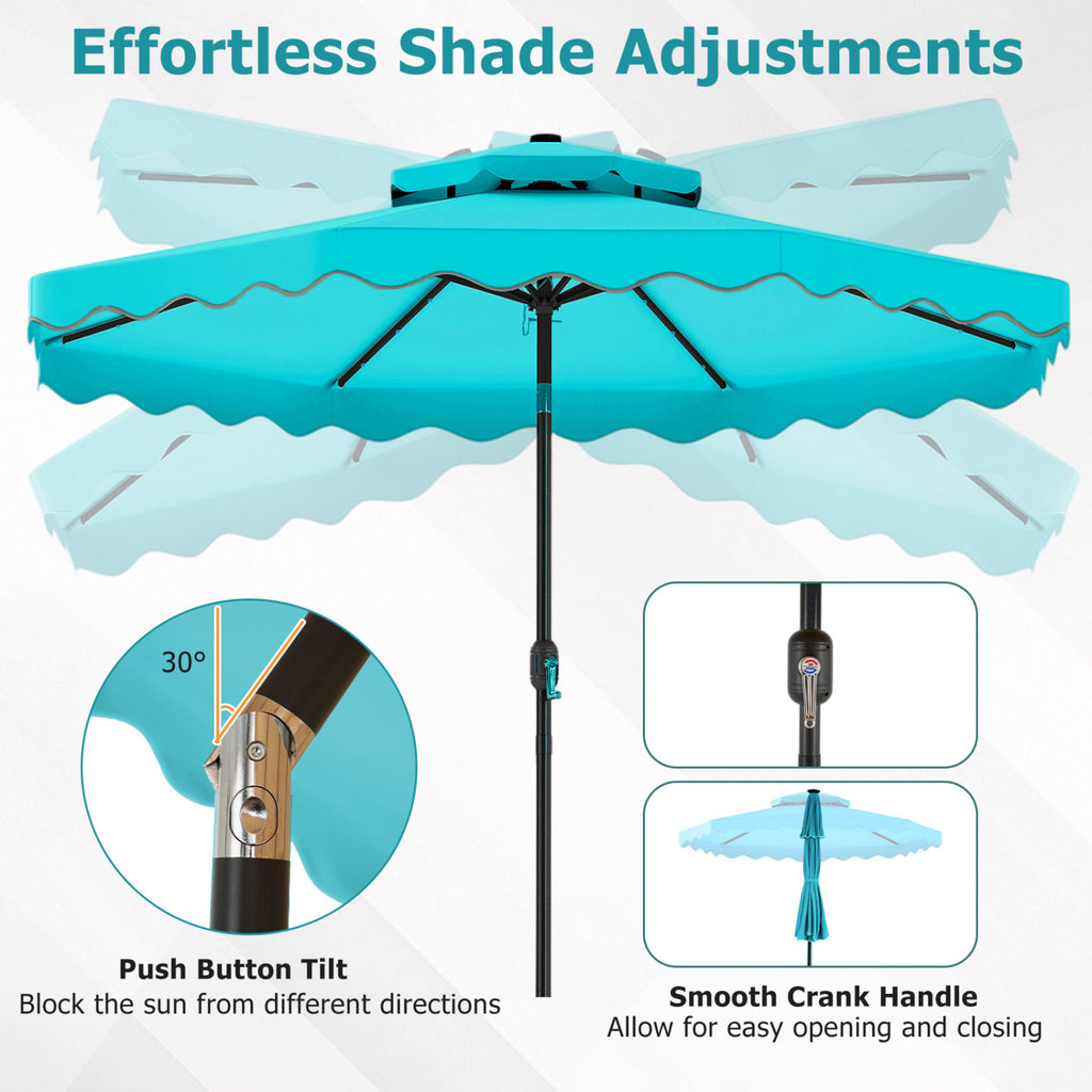 10 FT Solar LED Patio Umbrella for Deck and Pool