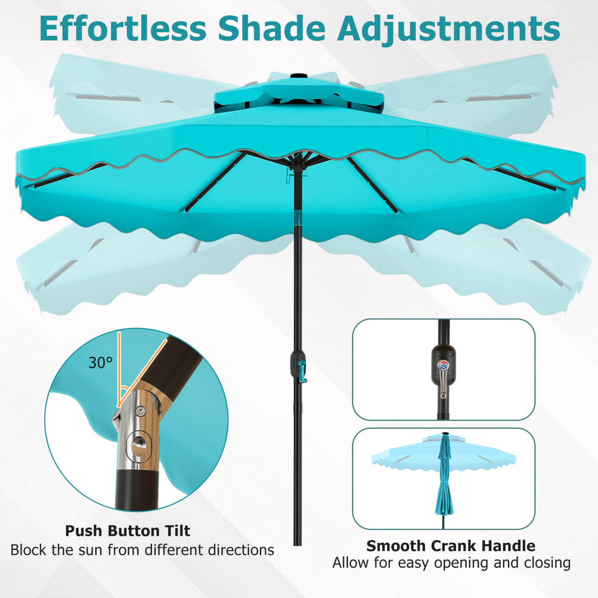 10 FT Solar LED Patio Umbrella for Deck and Pool