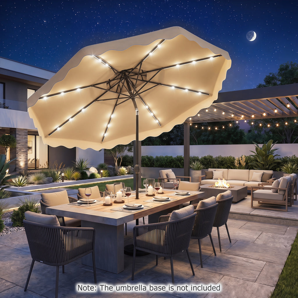 10 FT Solar LED Patio Umbrella for Deck and Pool