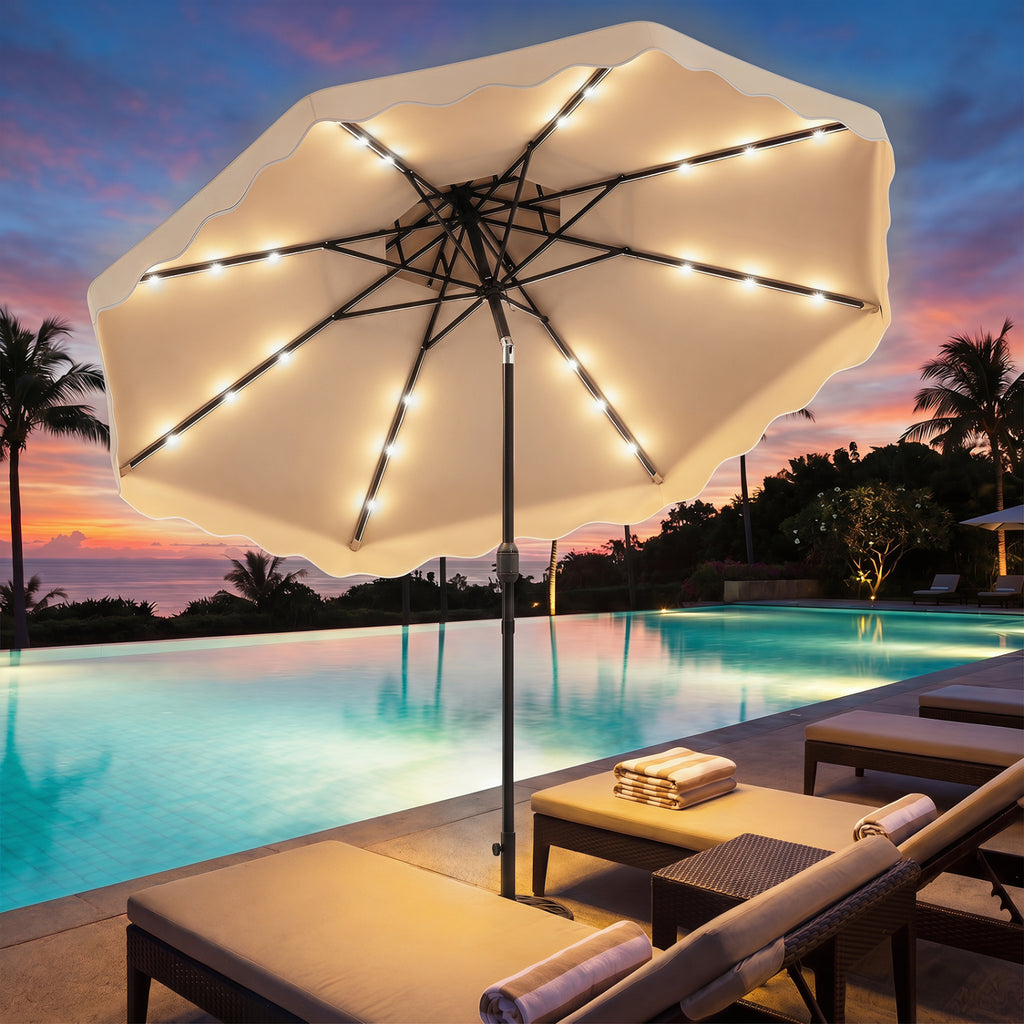 10 FT Solar LED Patio Umbrella for Deck and Pool