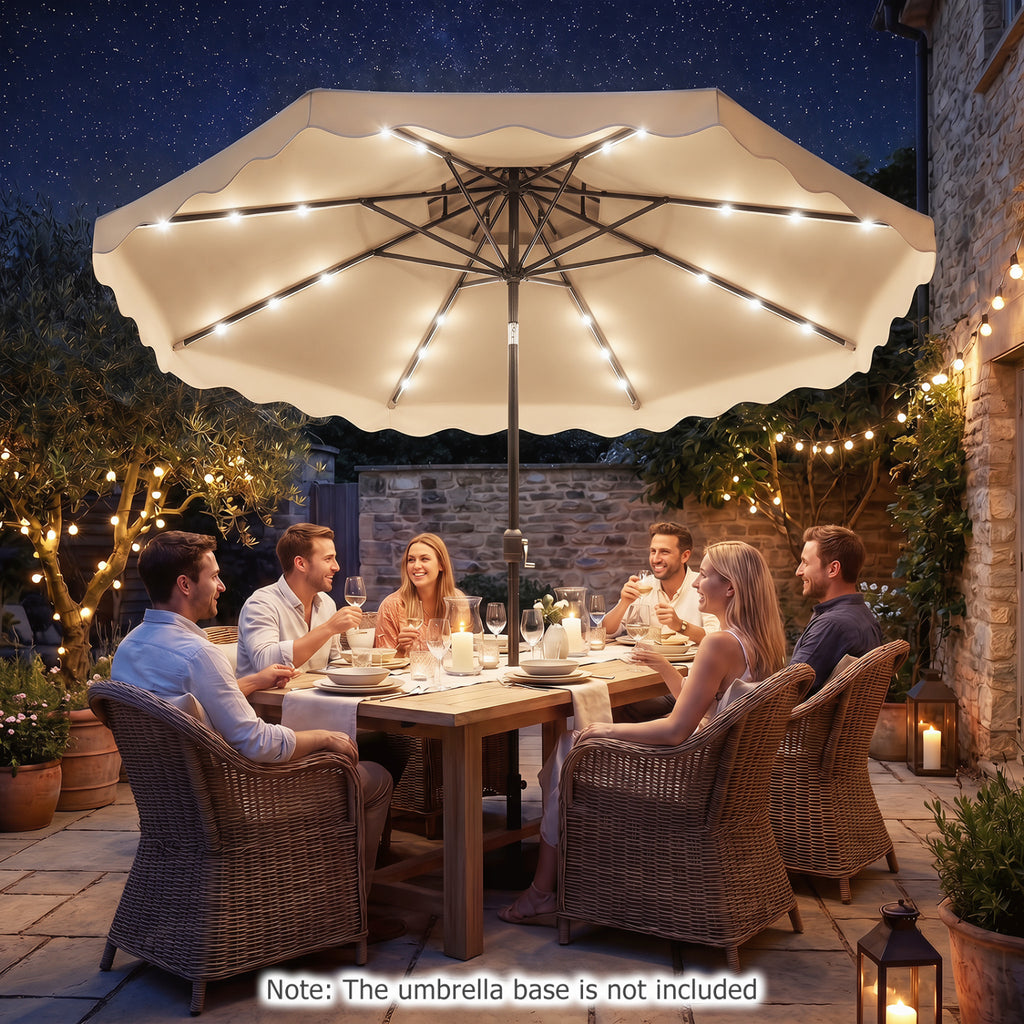 10 FT Solar LED Patio Umbrella for Deck and Pool