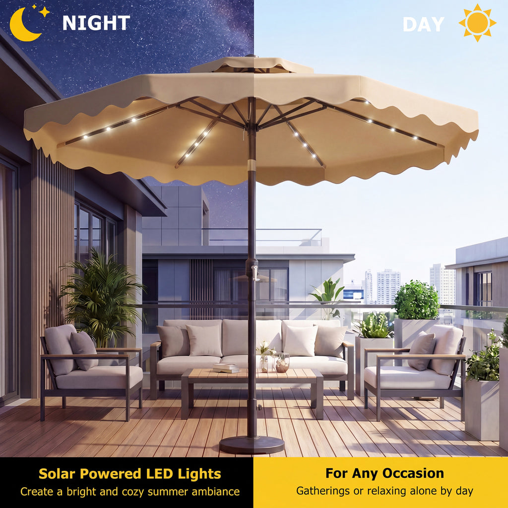 10 FT Solar LED Patio Umbrella for Deck and Pool