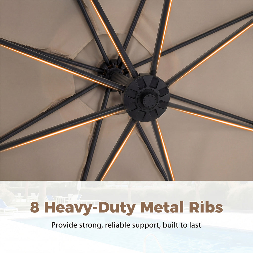 10 Feet Offset Hanging Umbrella with Base Patio Cantilever Tilt