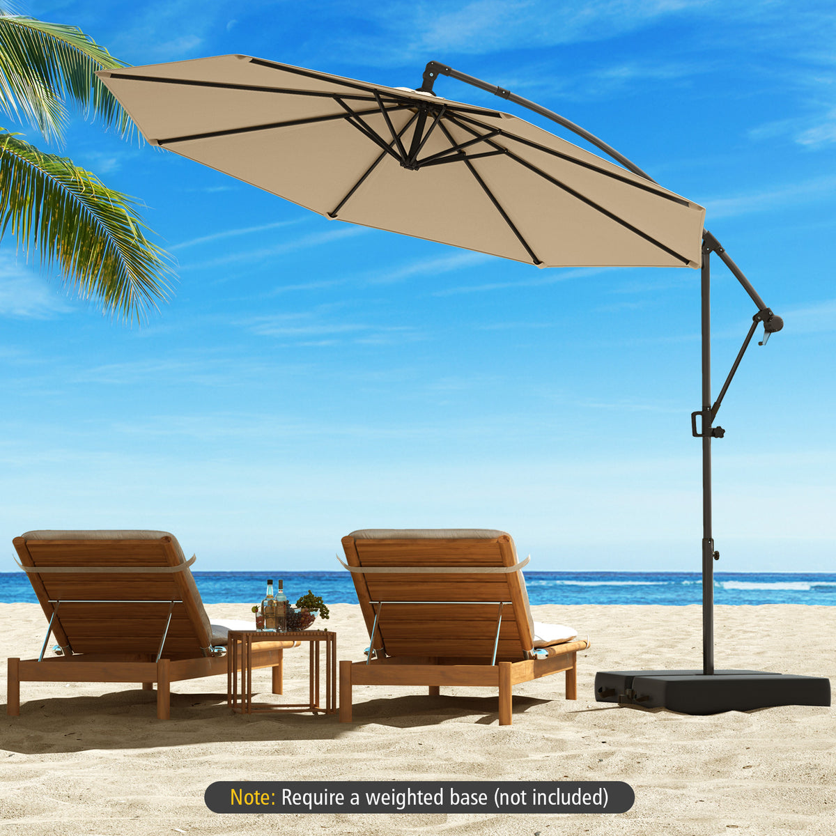 10x8 Cantilever Patio Umbrella with 360° Rotation - Beige