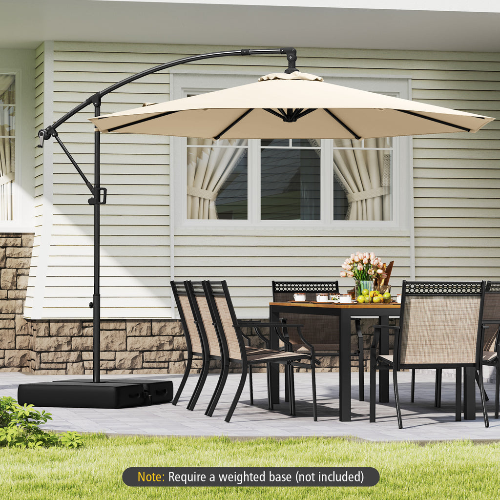 10x8 Cantilever Patio Umbrella with 360° Rotation - Beige