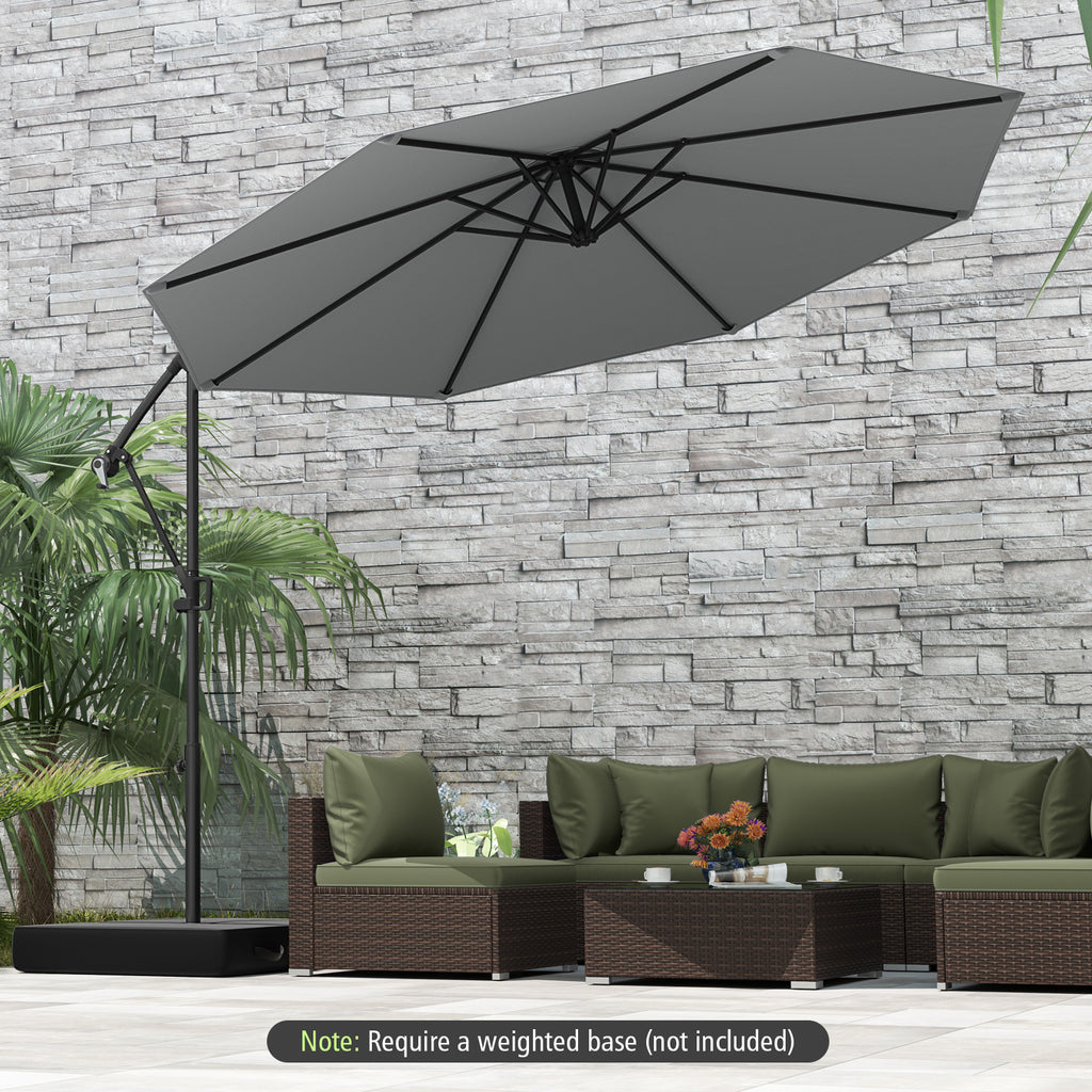 10x8 Cantilever Umbrella with 360° Rotation - Gray