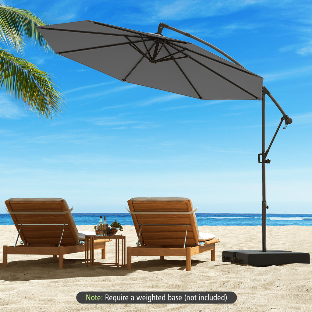 10x8 Cantilever Umbrella with 360° Rotation - Gray