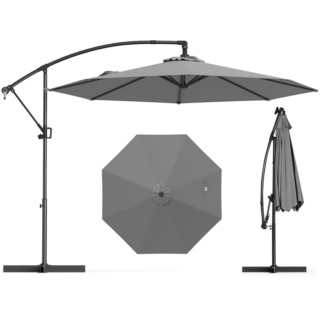 10x8 Cantilever Umbrella with 360° Rotation - Gray