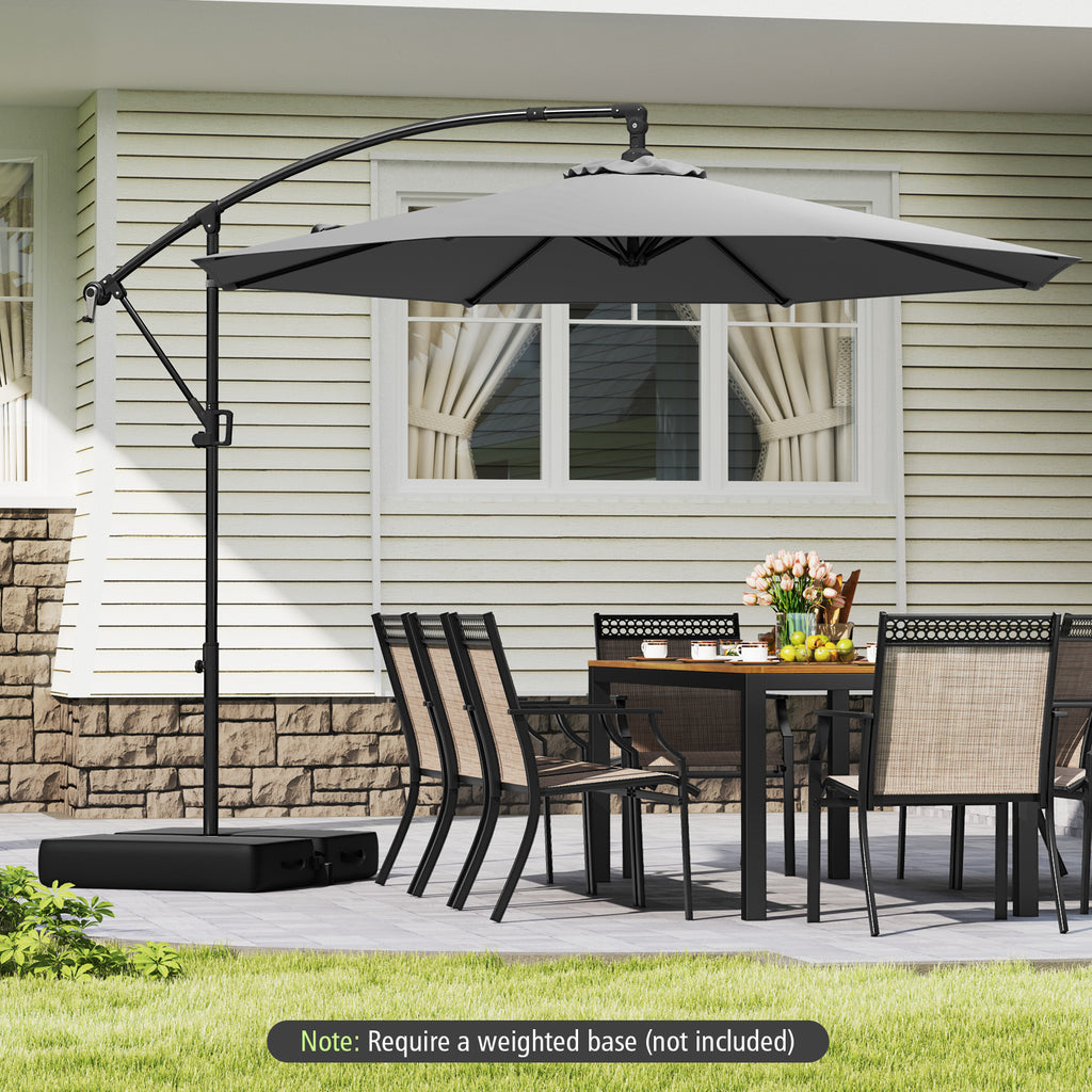 10x8 Cantilever Umbrella with 360° Rotation - Gray