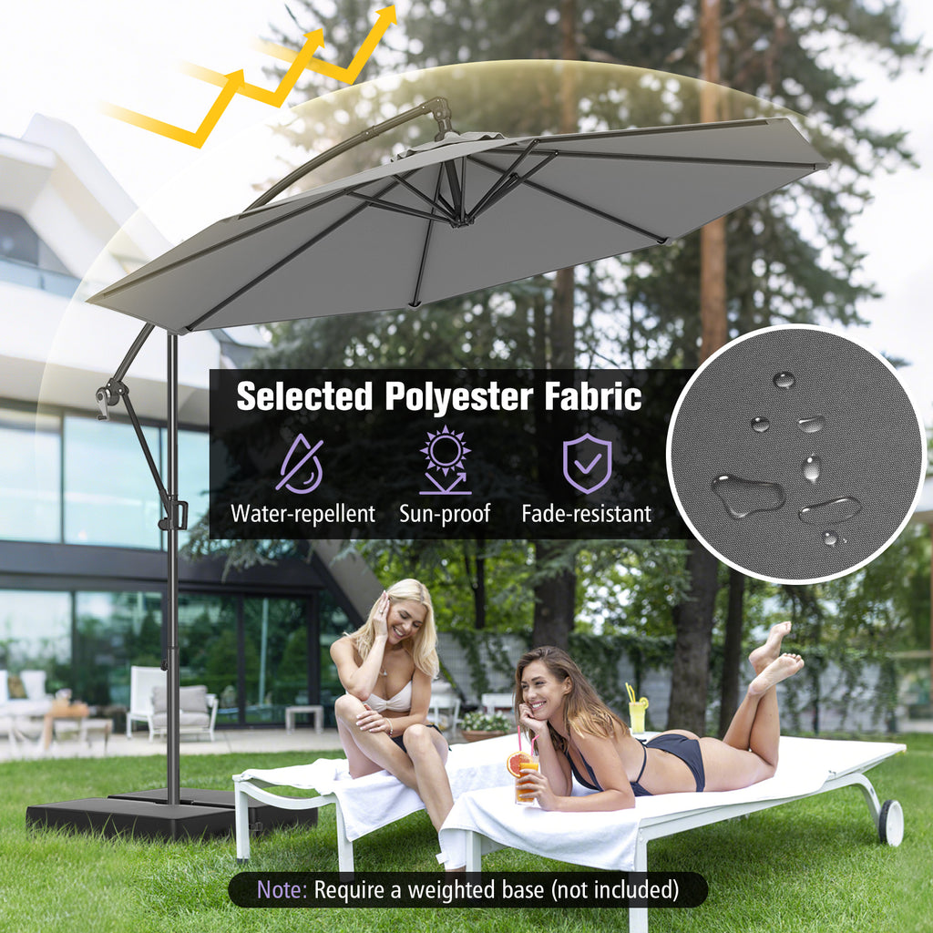 10 Feet Offset Hanging Umbrella Patio Cantilever with Infinite Tilt