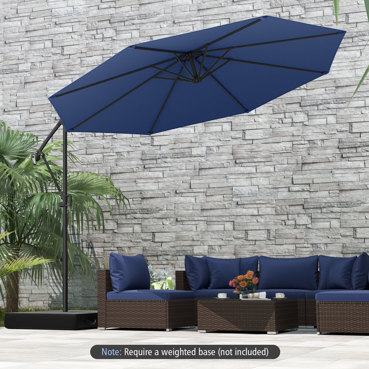 10 Feet Offset Hanging Umbrella Patio Cantilever with Infinite Tilt