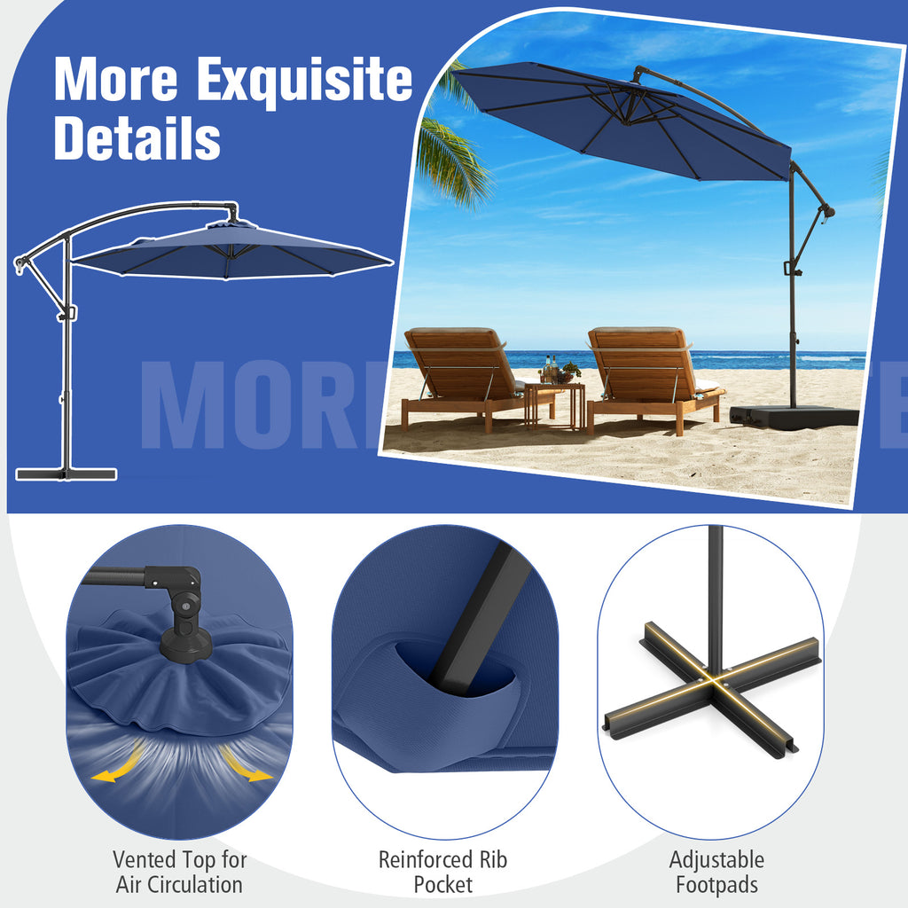 10 Feet Offset Hanging Umbrella Patio Cantilever with Infinite Tilt
