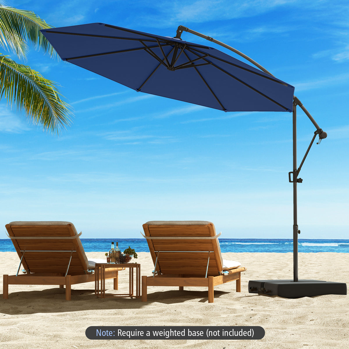 10 Feet Offset Hanging Umbrella Patio Cantilever with Infinite Tilt
