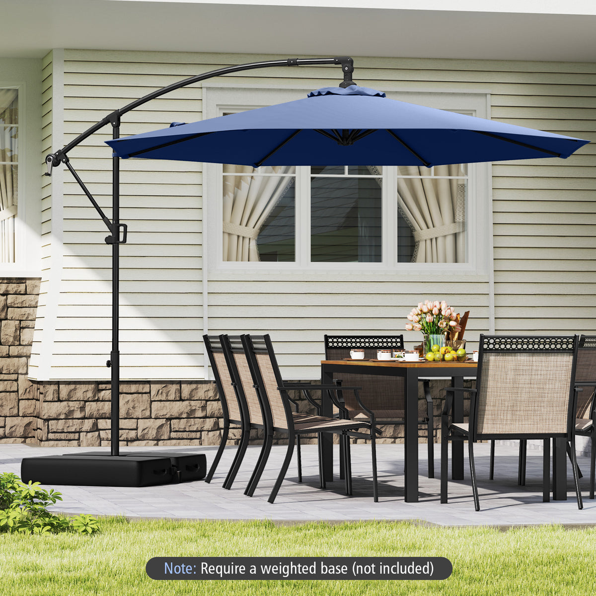 10 Feet Offset Hanging Umbrella Patio Cantilever with Infinite Tilt