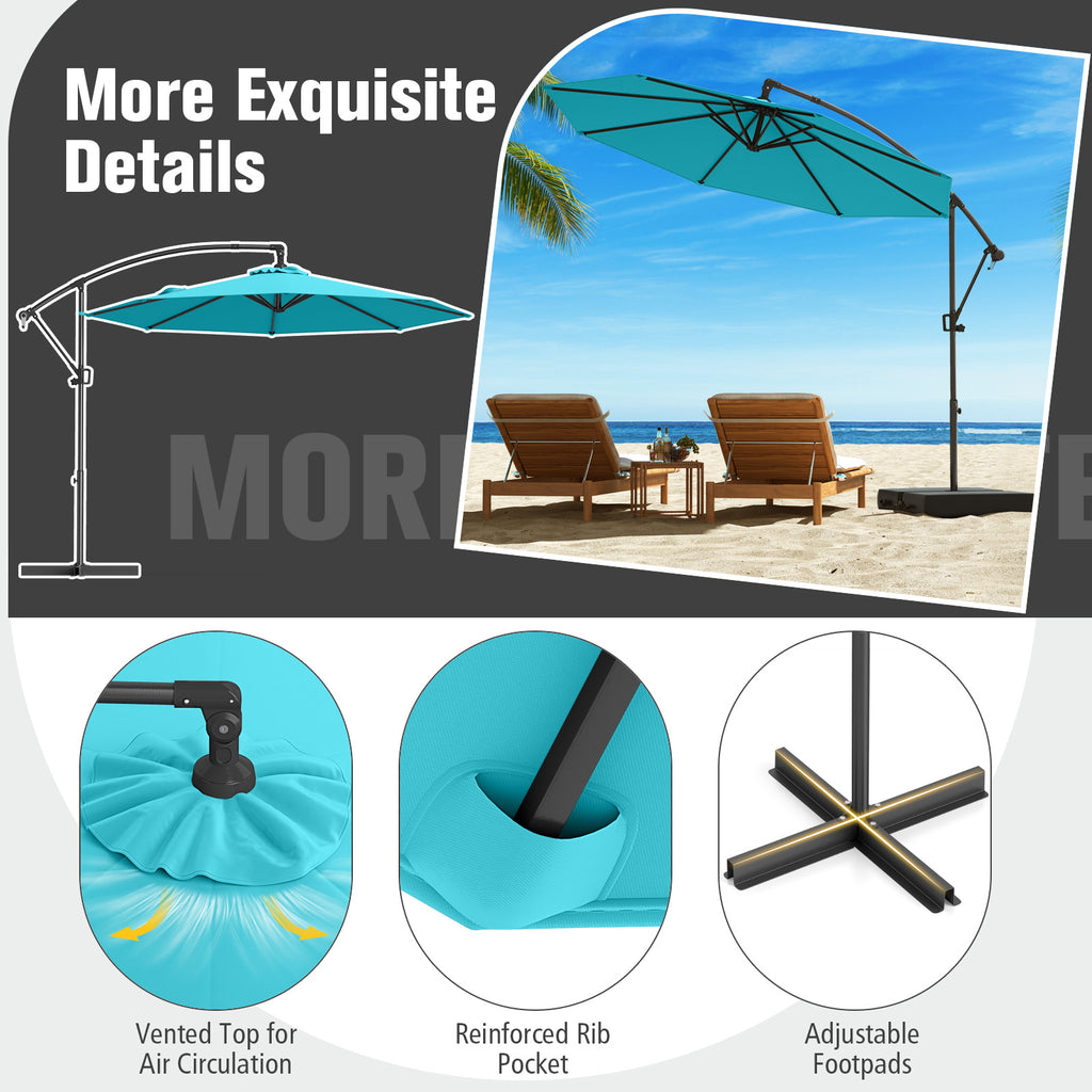 10 Feet Offset Hanging Umbrella Patio Cantilever with Infinite Tilt
