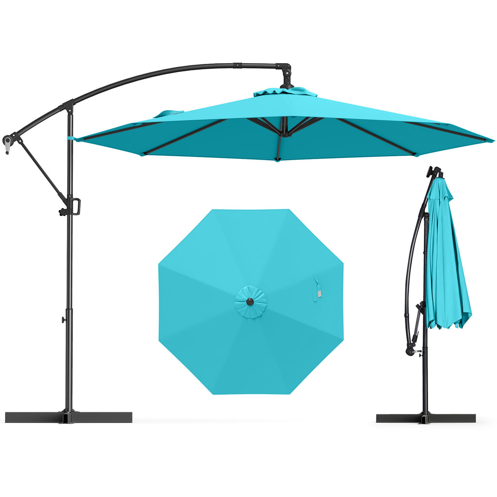 10 Feet Offset Hanging Umbrella Patio Cantilever with Infinite Tilt