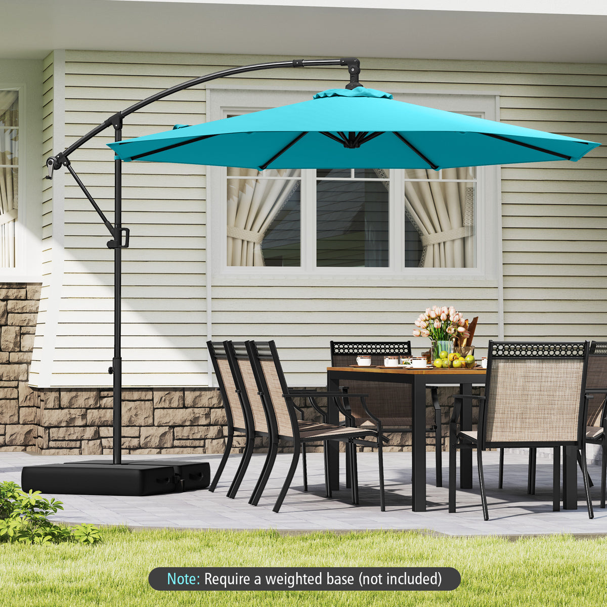 10 Feet Offset Hanging Umbrella Patio Cantilever with Infinite Tilt