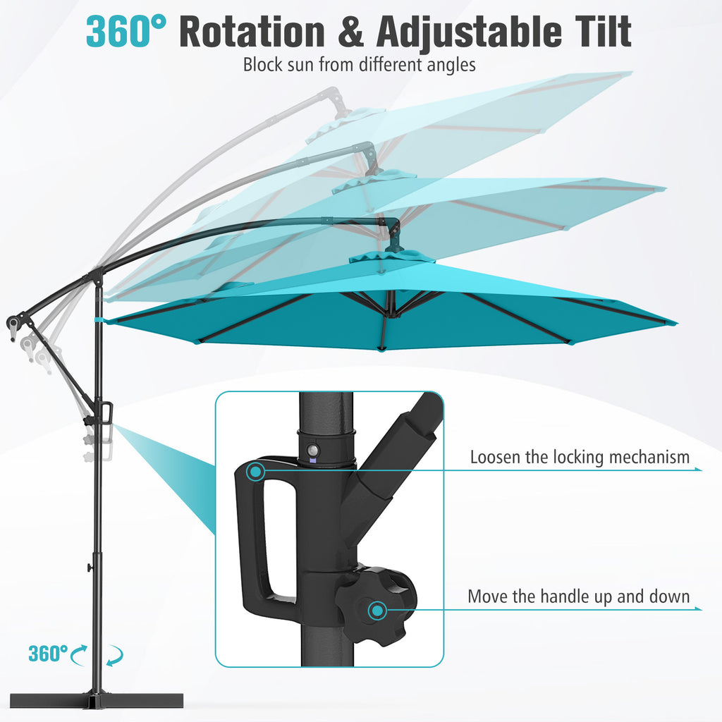 10 Feet Offset Hanging Umbrella Patio Cantilever with Infinite Tilt