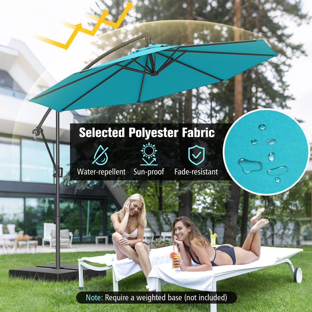10 Feet Offset Hanging Umbrella Patio Cantilever with Infinite Tilt