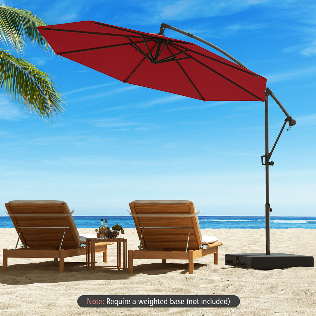 10 x 8 Feet Cantilever Umbrella with 360° Rotation - Wine
