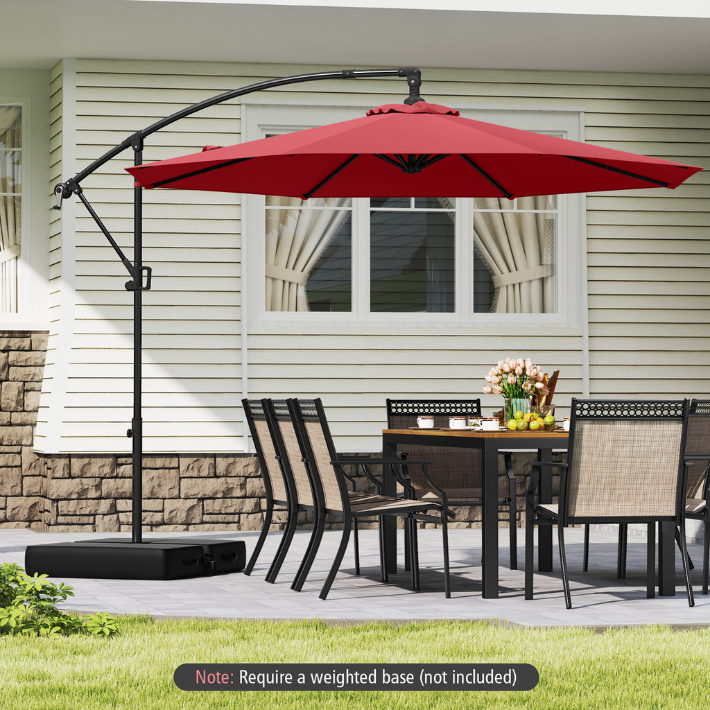 10 x 8 Feet Cantilever Umbrella with 360° Rotation - Wine