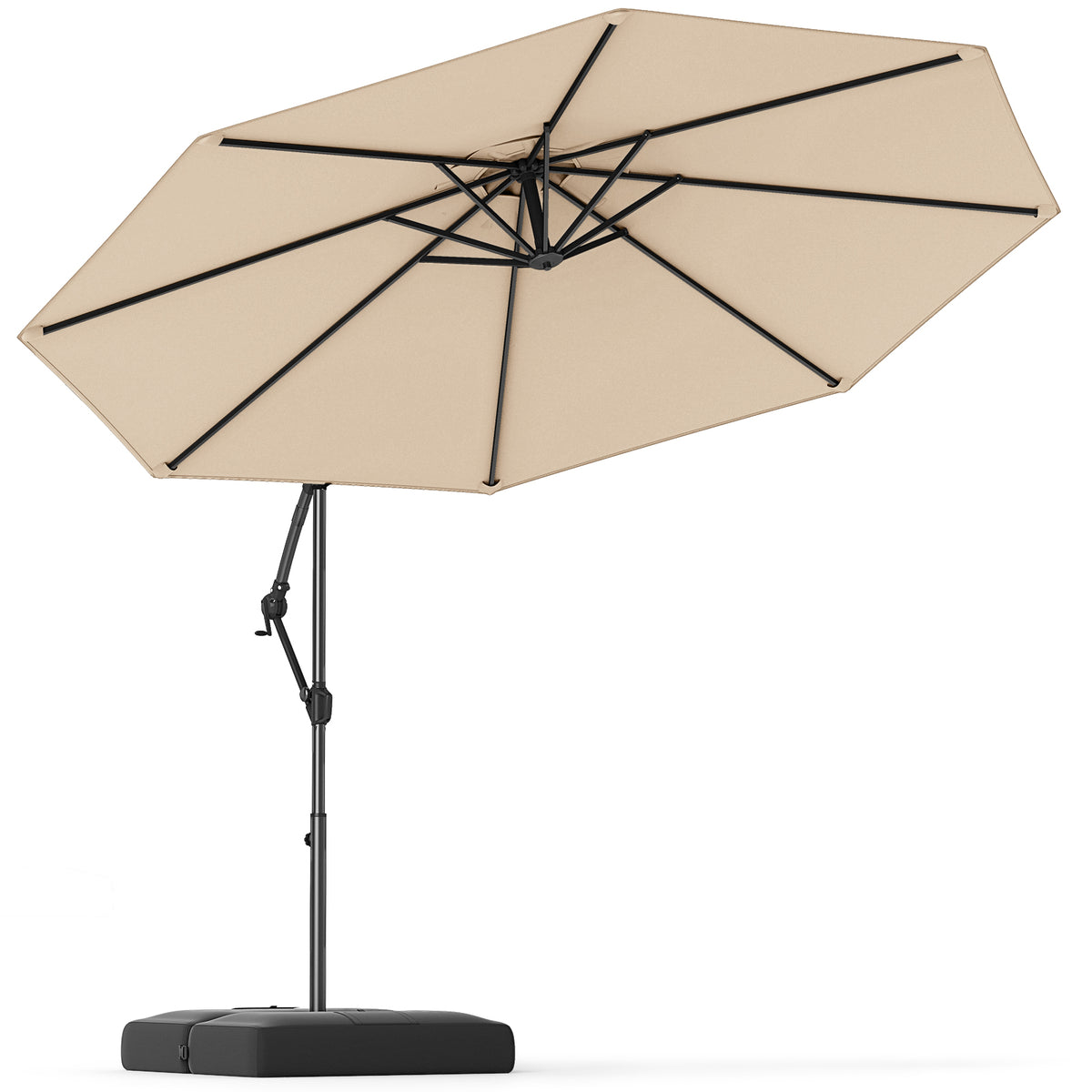 10 Feet Offset Hanging Umbrella with Base Patio Cantilever Tilt