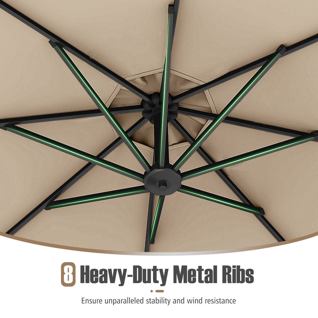 10 Feet Offset Hanging Umbrella with Base Patio Cantilever Tilt