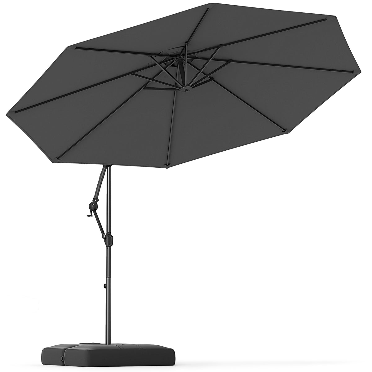 10 x 8.5 Feet Cantilever Umbrella with Base - Gray