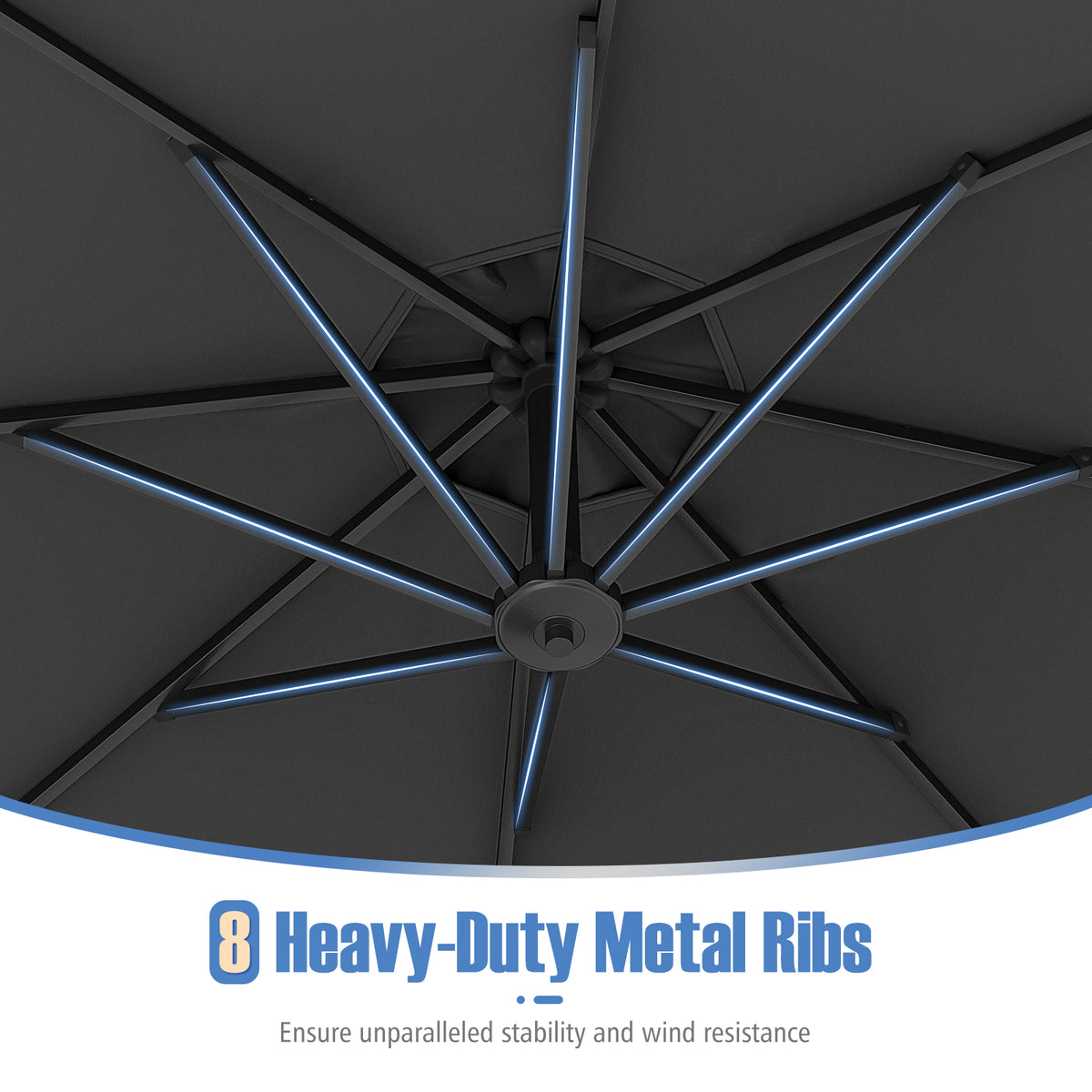 10 x 8.5 Feet Cantilever Umbrella with Base - Gray