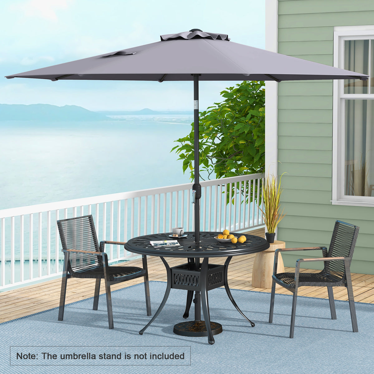 10 Feet Outdoor Patio Umbrella with Tilt Adjustment and Crank