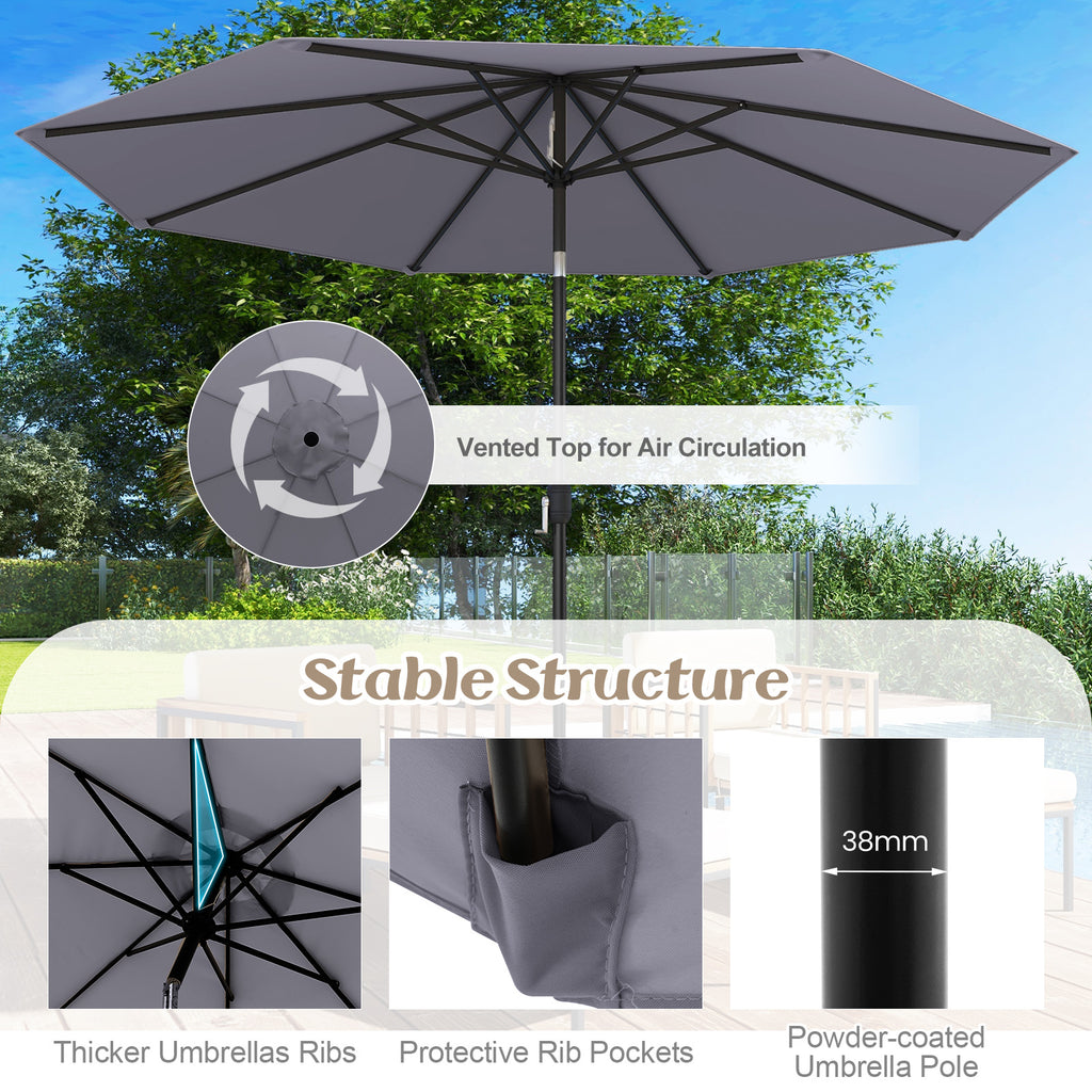 10 Feet Outdoor Patio Umbrella with Tilt Adjustment and Crank