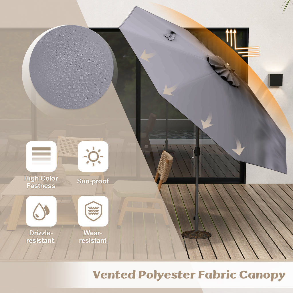 10 Feet Outdoor Patio Umbrella with Tilt Adjustment and Crank