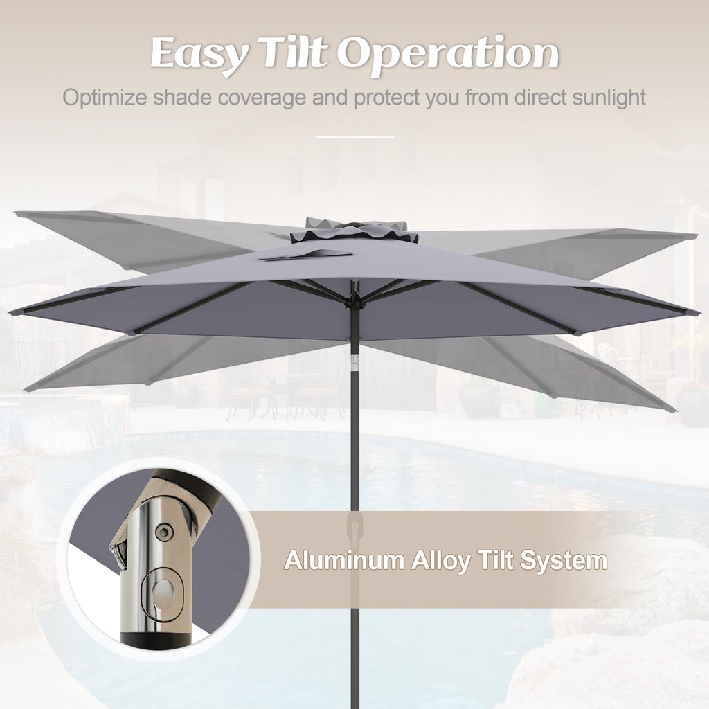 10 Feet Outdoor Patio Umbrella with Tilt Adjustment and Crank