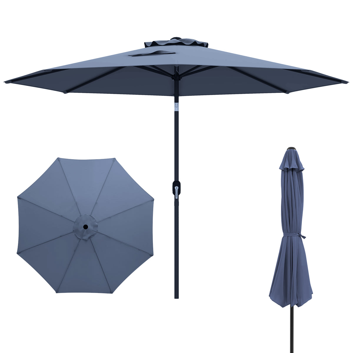 10x8.2 Feet Patio Umbrella with Tilt & Crank - Navy