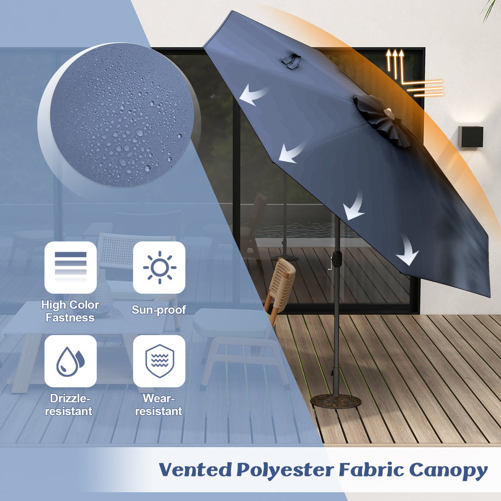 10x8.2 Feet Patio Umbrella with Tilt & Crank - Navy