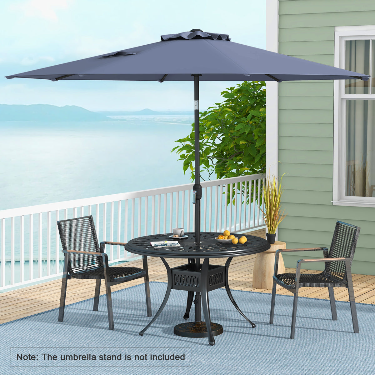 10x8.2 Feet Patio Umbrella with Tilt & Crank - Navy