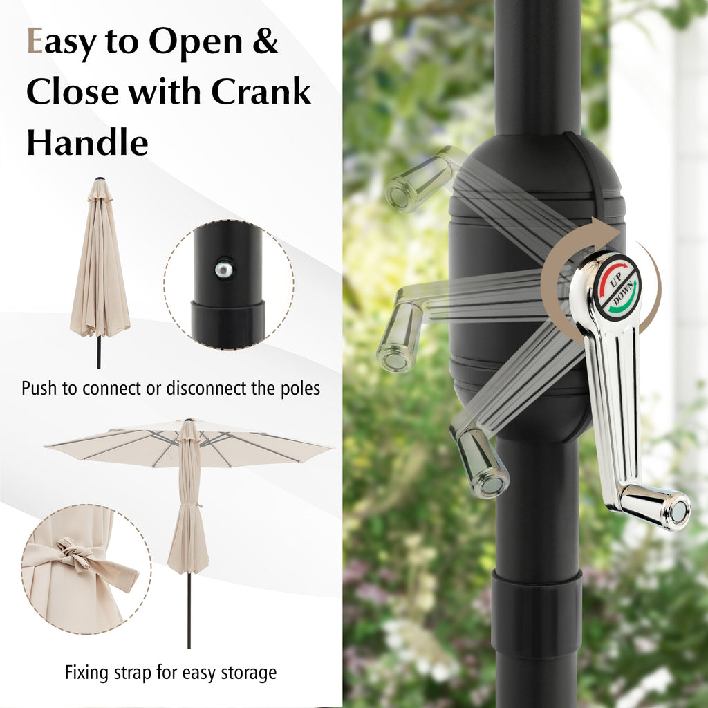 10 x 8.2 Ft Patio Umbrella with Tilt & Crank – Beige