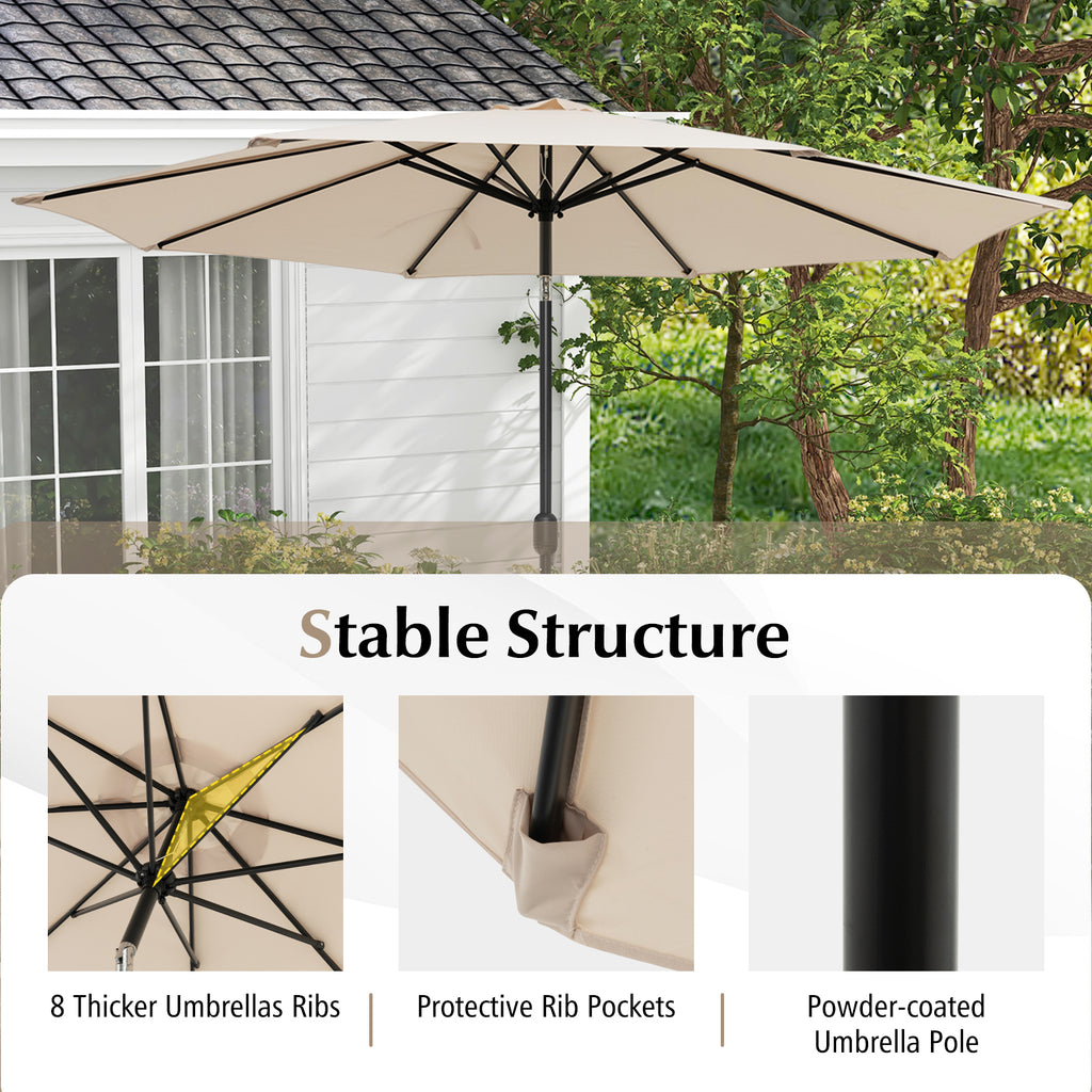 10 x 8.2 Ft Patio Umbrella with Tilt & Crank – Beige