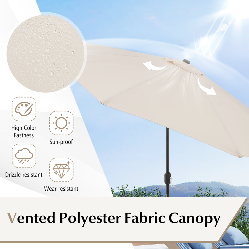 10 x 8.2 Ft Patio Umbrella with Tilt & Crank – Beige