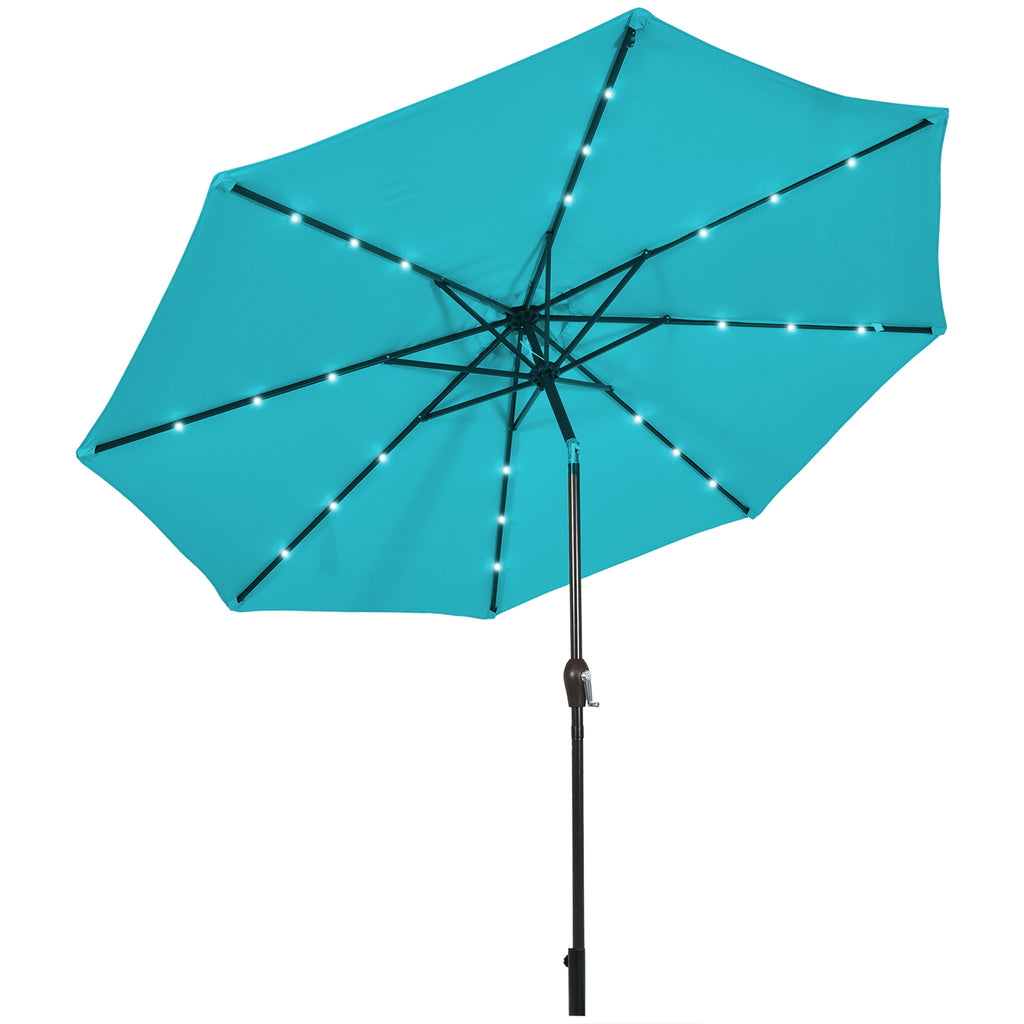 10 FT Patio Umbrella with 24 Solar LED Lights - Turquoise