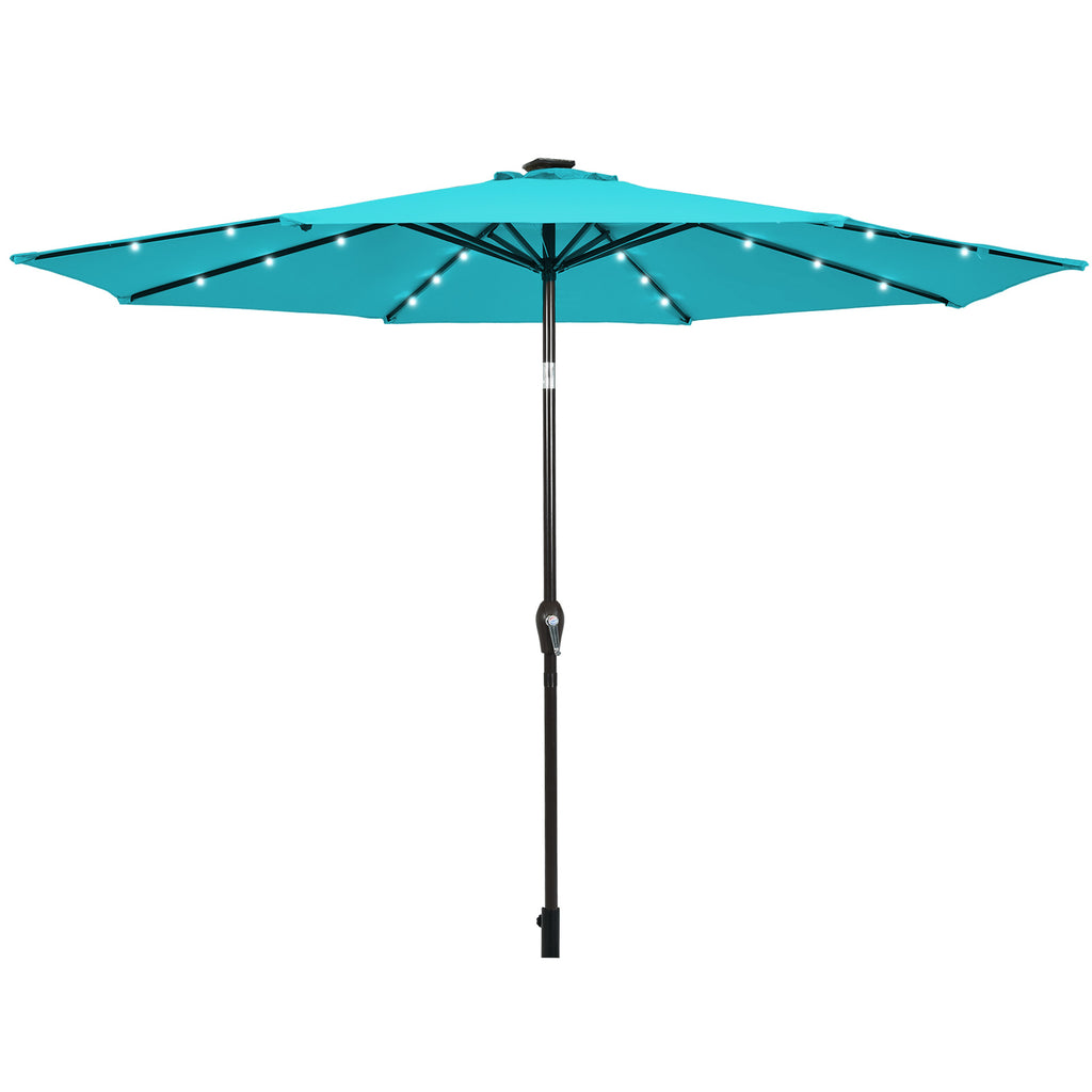 10 FT Patio Umbrella with 24 Solar LED Lights - Turquoise