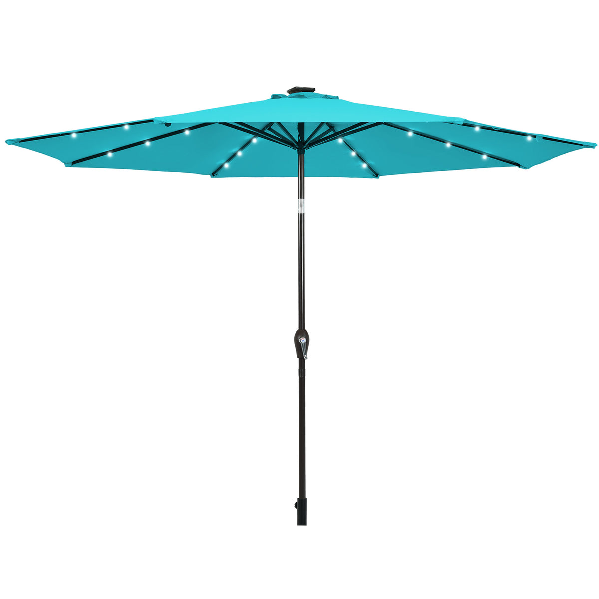 10 FT Patio Umbrella with 24 Solar LED Lights - Turquoise