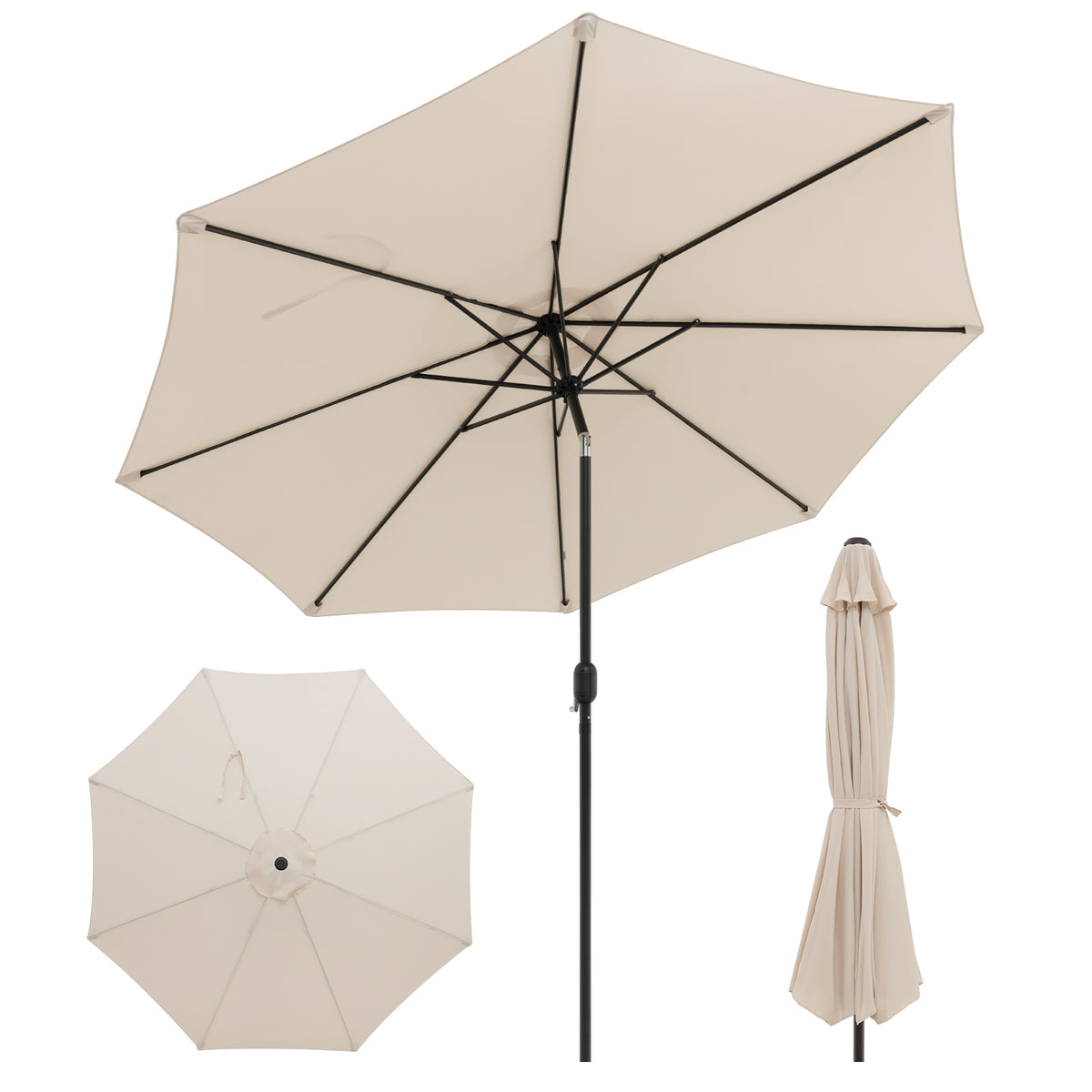 10 x 8.2 Ft Patio Umbrella with Tilt & Crank – Beige