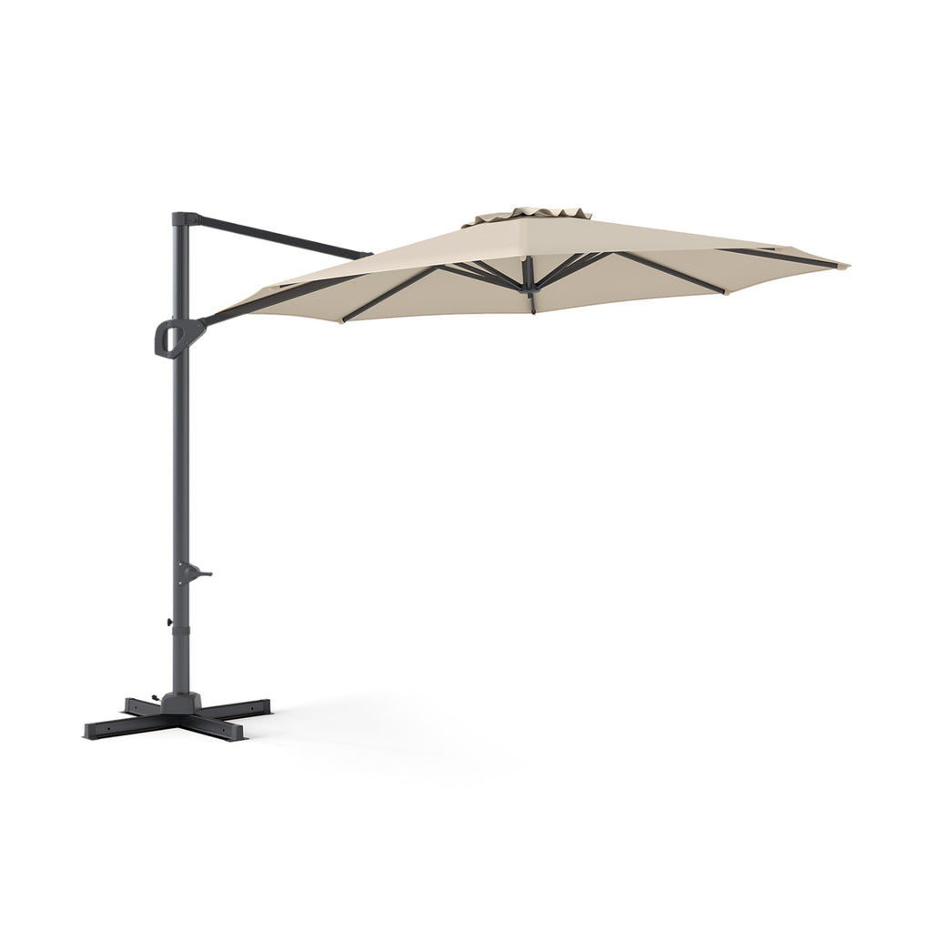 10 Feet Cantilever Umbrella with Tilt, Beige - 8 Metal Ribs