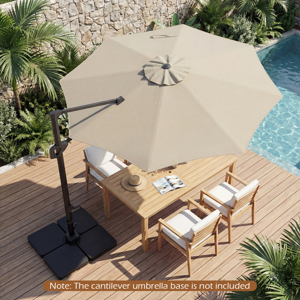10 Feet Cantilever Umbrella with Tilt, Beige - 8 Metal Ribs