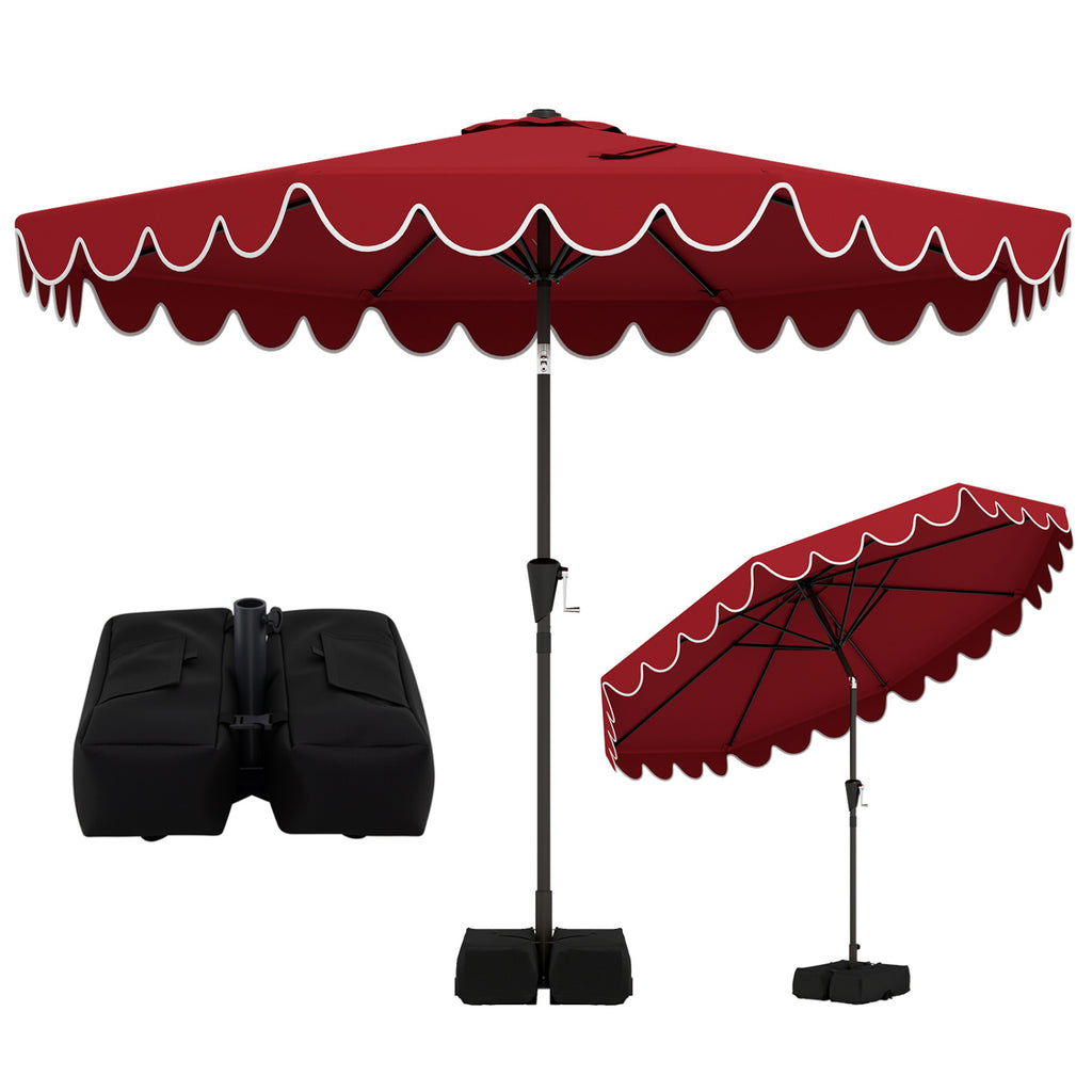 10 Feet Patio Umbrella with Weighted Base – Burgundy