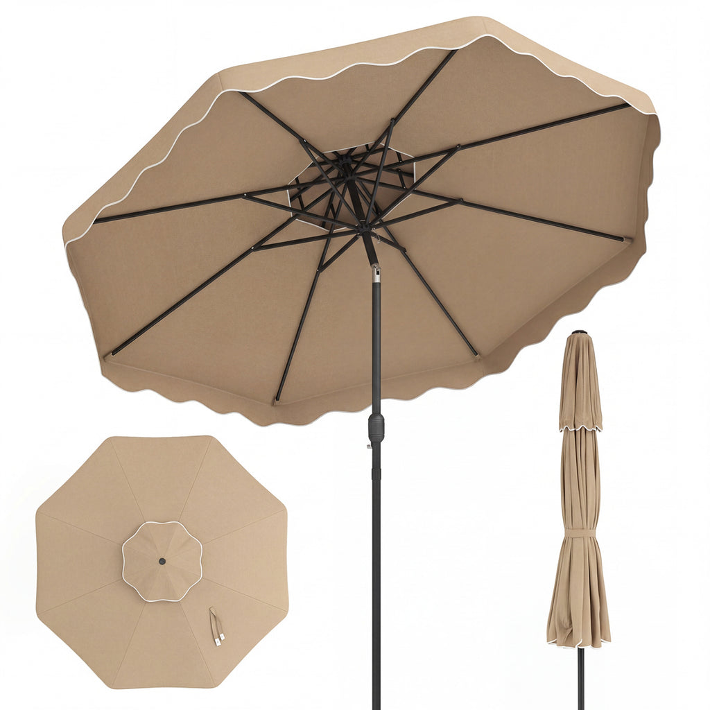 10 Ft Patio Umbrella with Push Button Tilt & Crank - Coffee