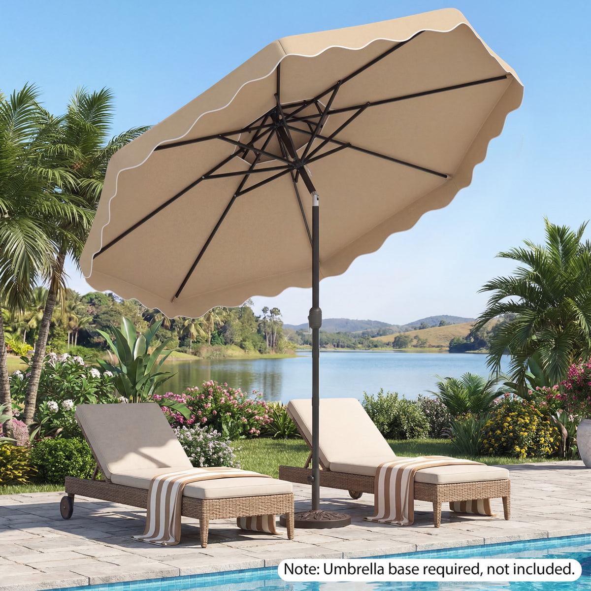 10 Ft Patio Umbrella with Push Button Tilt & Crank - Coffee