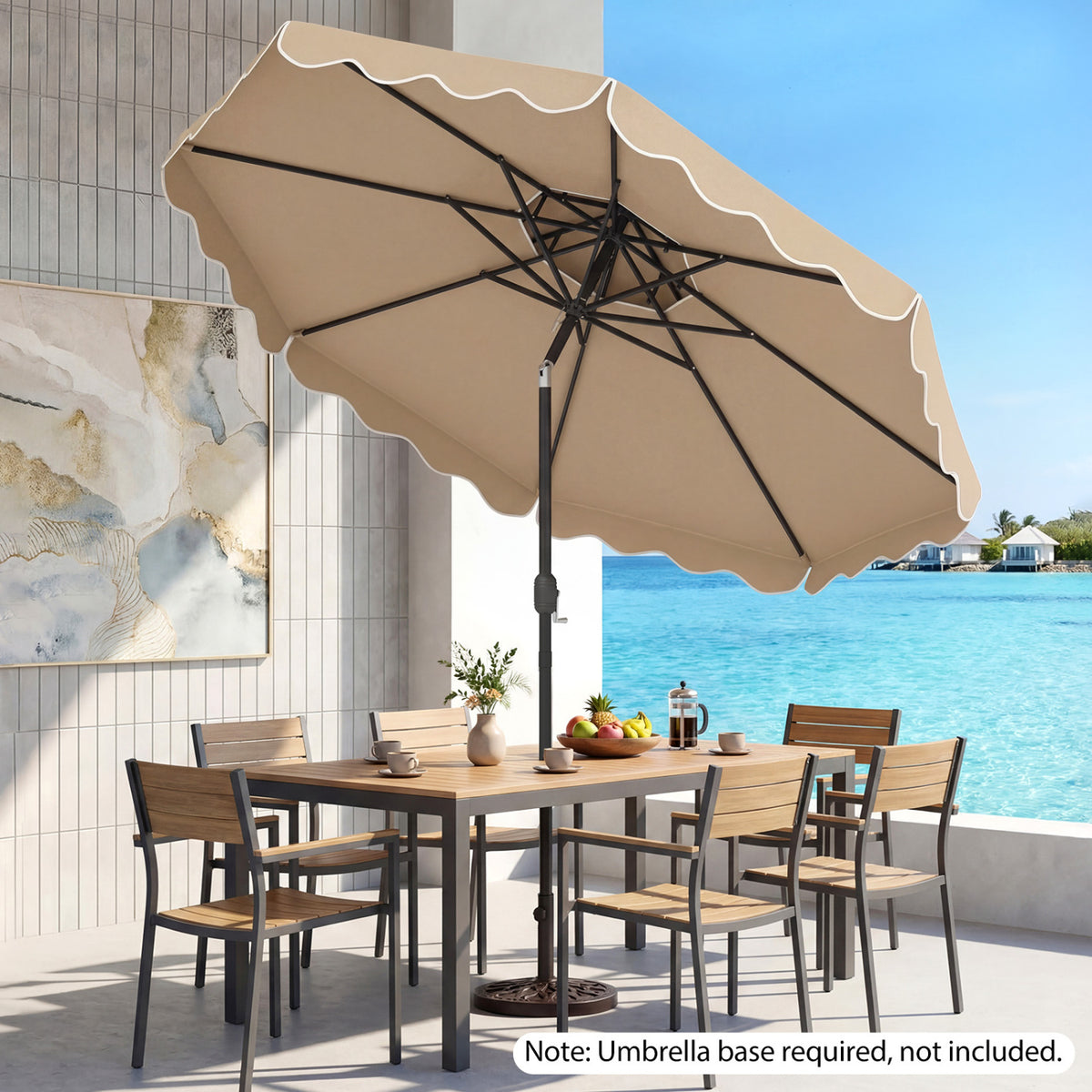 10 Ft Patio Umbrella with Push Button Tilt & Crank - Coffee